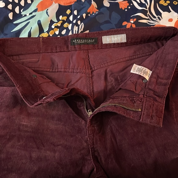Men’s Skinny Stretch Corduroy Pants - 32x32 - Burgundy - Picture 3 of 5